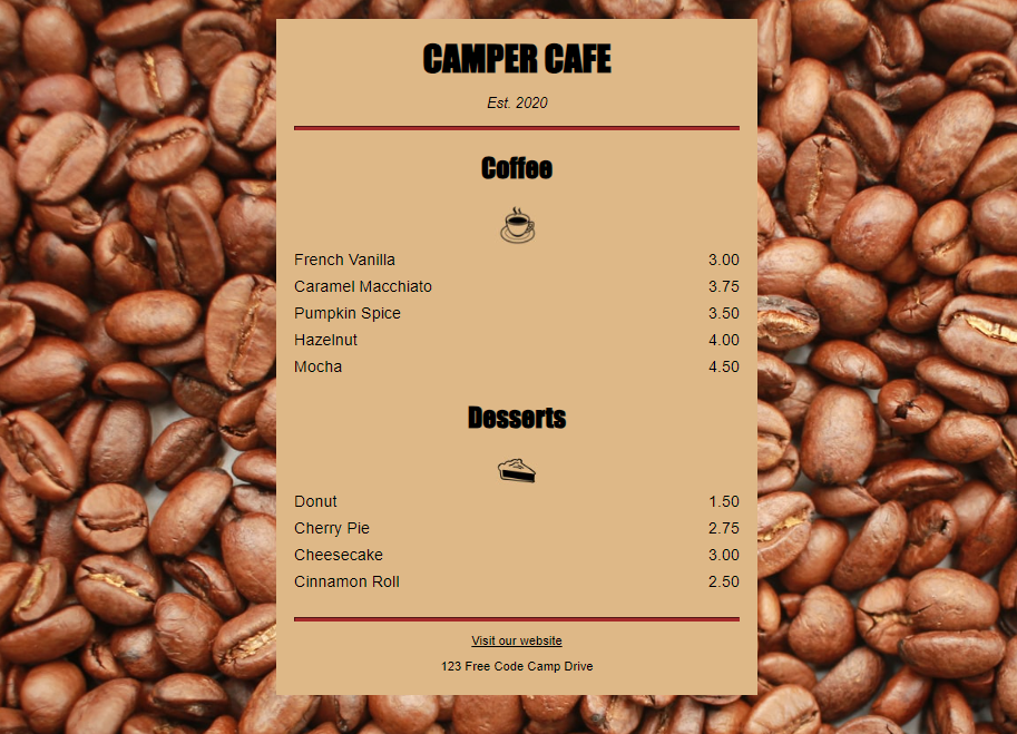 Cafe-Menu